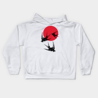 swallows at sunset Kids Hoodie